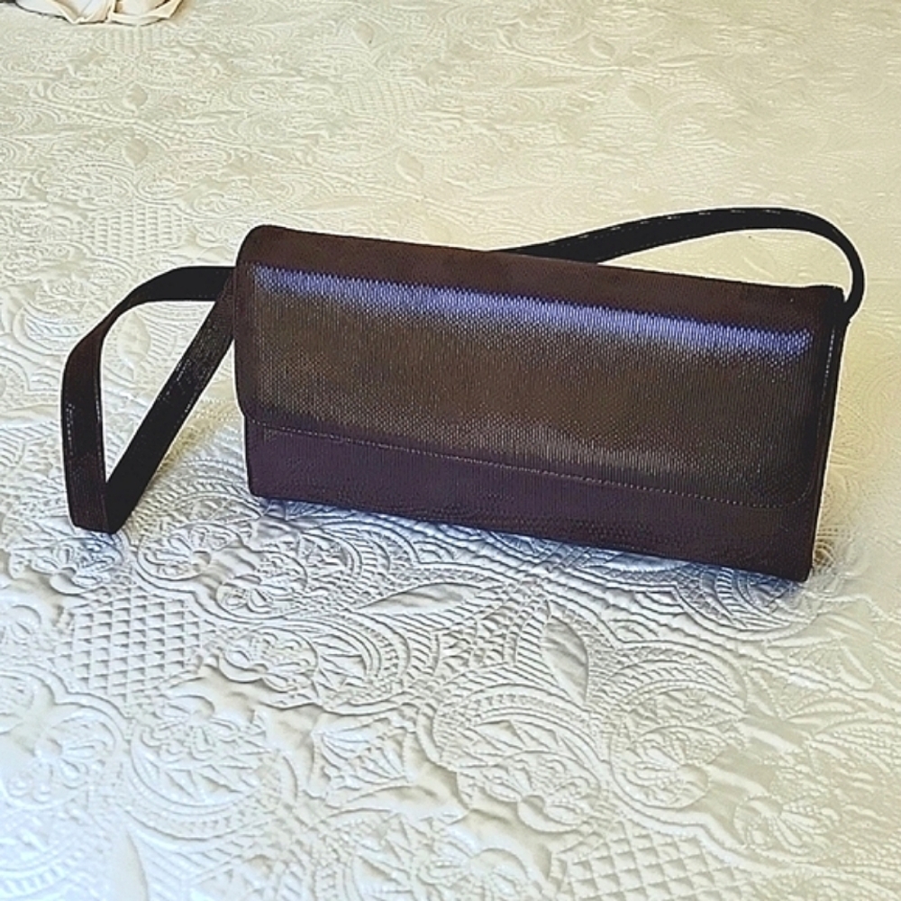 Rangoni of Florence Brown Shiny Suede Shoulder Bag
